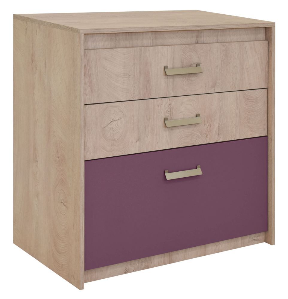 Cameretta - Cassettiera "Koa" 07, rovere / viola - 94 x 96 x 52 cm (h x l x p)