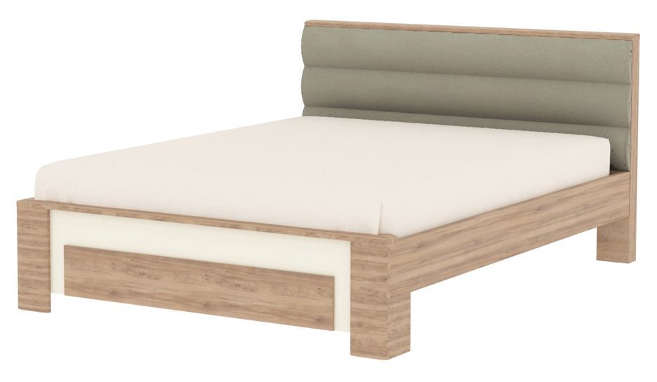 Letto matrimoniale Gataivai 14, beige lucido / noce - 160 x 200 cm (l x p)