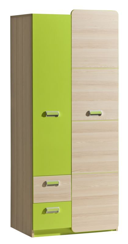 Cameretta - Armadio ad ante battenti Dennis 01, verde chiaro - misure: 188 x 80 x 52 cm (h x l x p)