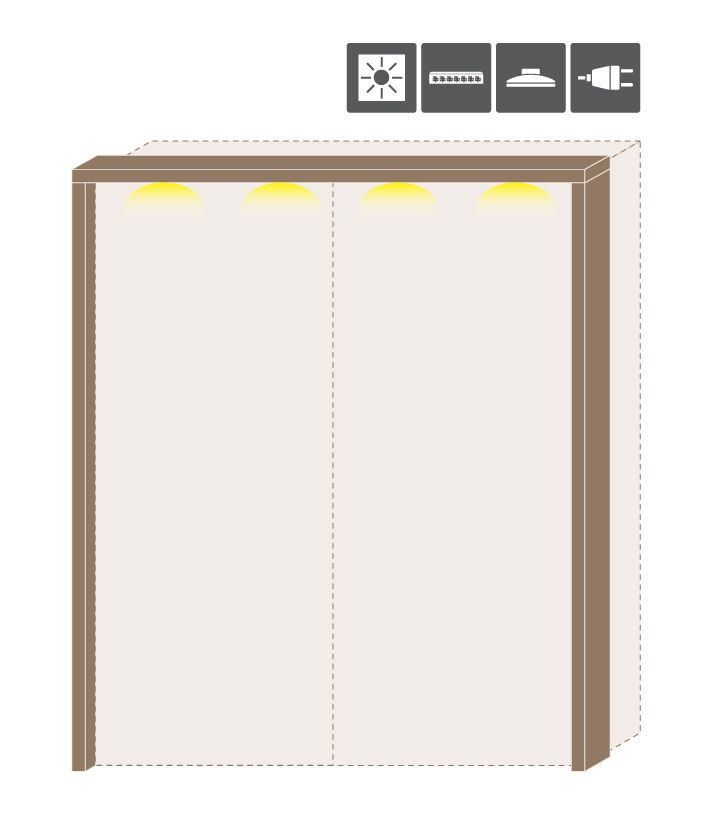 Cornice LED per armadio ad ante scorrevoli "Gataivai" 03 e 04, noce