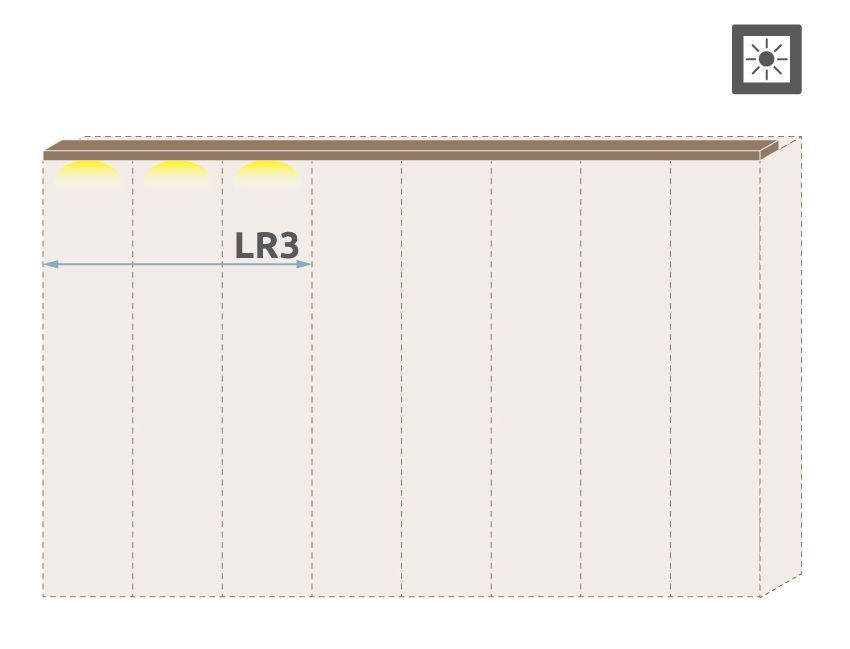 Cornice a LED per Armadio ad ante battenti "Gataivai" e moduli aggiuntivi, noce - larghezza: 137 cm