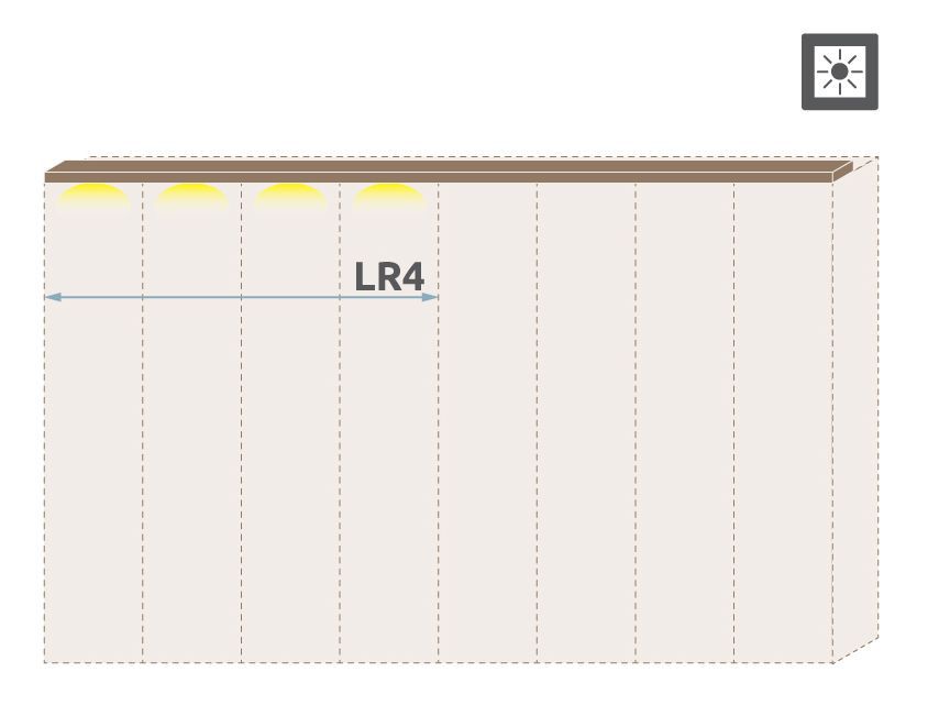 Cornice a LED per Armadio ad ante battenti "Gataivai" e moduli aggiuntivi, noce - larghezza: 182 cm