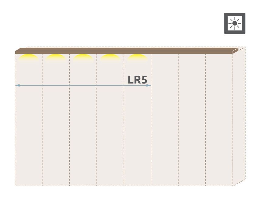 Cornice a LED per Armadio ad ante battenti "Gataivai" e moduli aggiuntivi, noce - larghezza: 227 cm