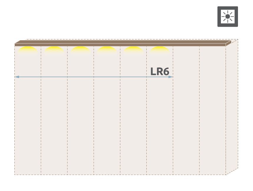 Cornice a LED per Armadio ad ante battenti "Gataivai" e moduli aggiuntivi, Set 2 pz, noce - larghezza: 136 cm