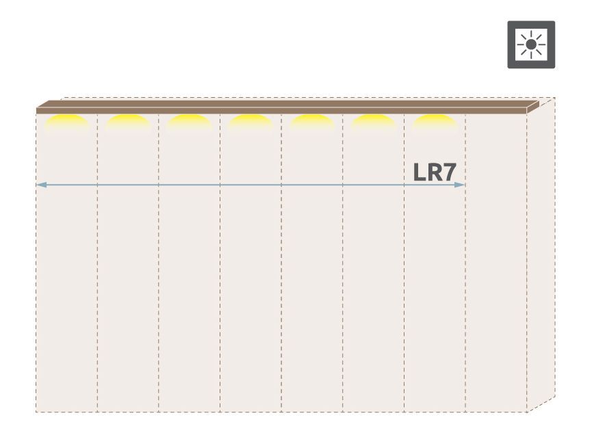 Cornice a LED per Armadio ad ante battenti "Gataivai" e moduli aggiuntivi, Set 2 pz, noce - larghezza: 136 cm / 182 cm