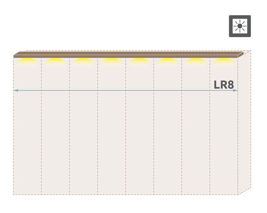 Cornice a LED per Armadio ad ante battenti "Gataivai" e moduli aggiuntivi, Set 2 pz, noce - larghezza: 181 cm