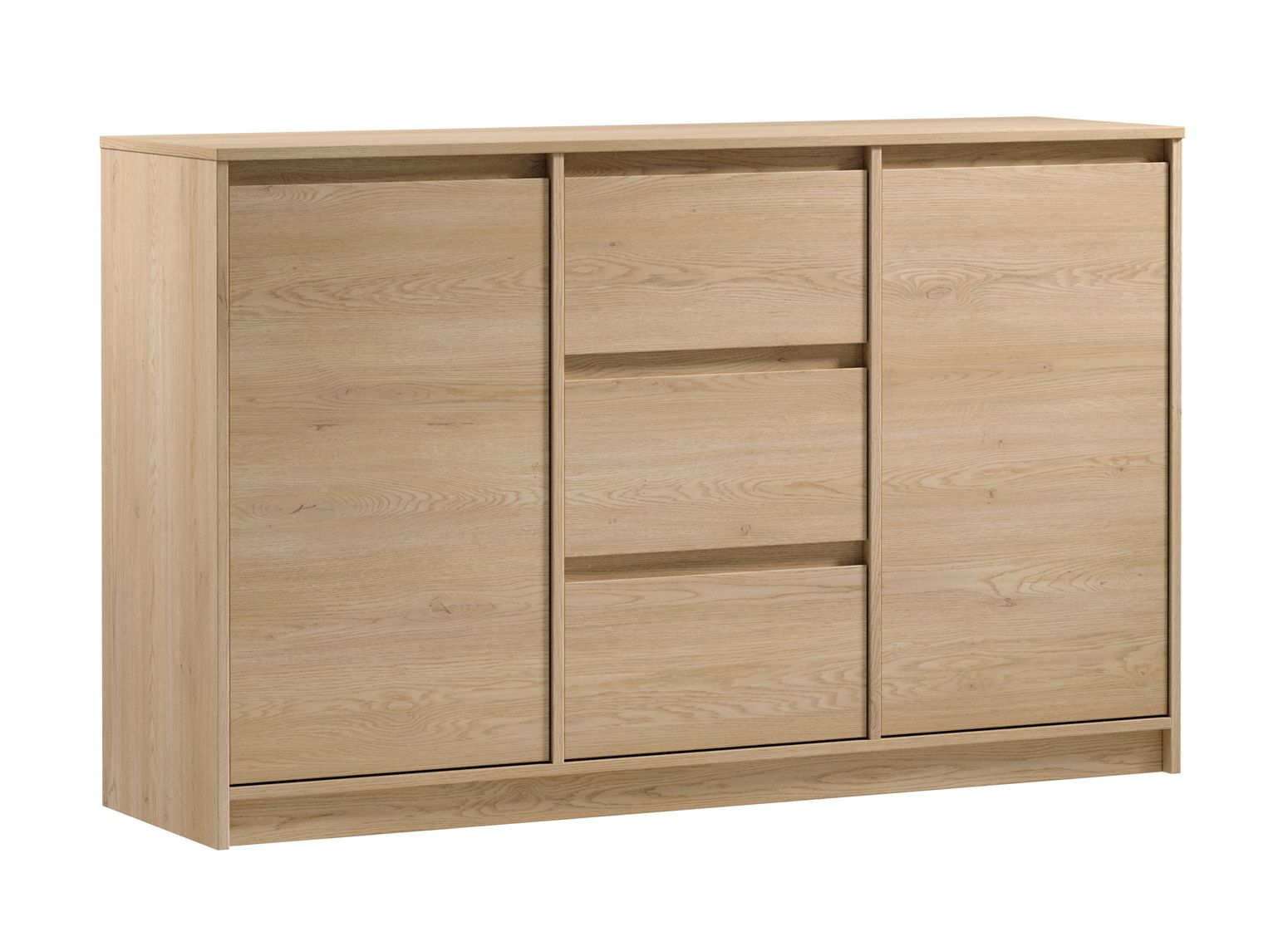 Spaziosa cassettiera Gracilius 02 con 3 cassetti, 87 x 138 x 40 cm, rovere Cremona, 3 cassetti, ABS, 4 scomparti, 2 ripiani, 2 ante, protezione bordi ABS