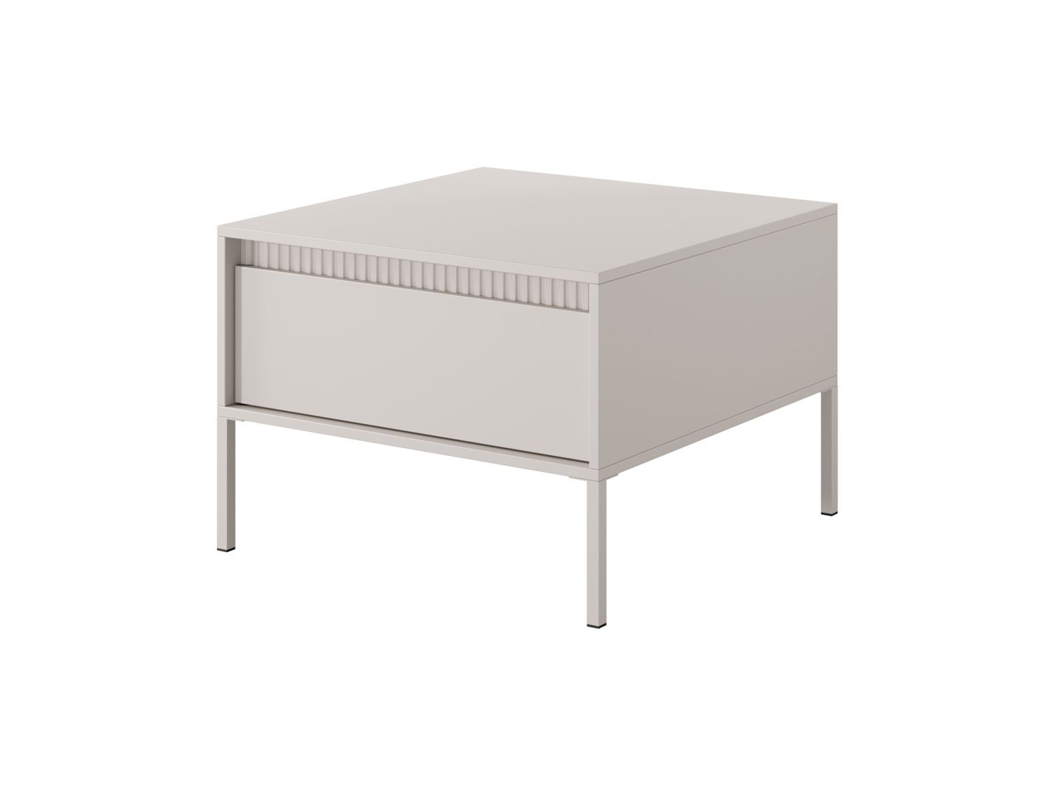 Tavolino moderno con un cassetto Balta 06, funzione push-to-open, colore: beige, dimensioni: 48 x 68 x 68 cm, protezione bordi in ABS