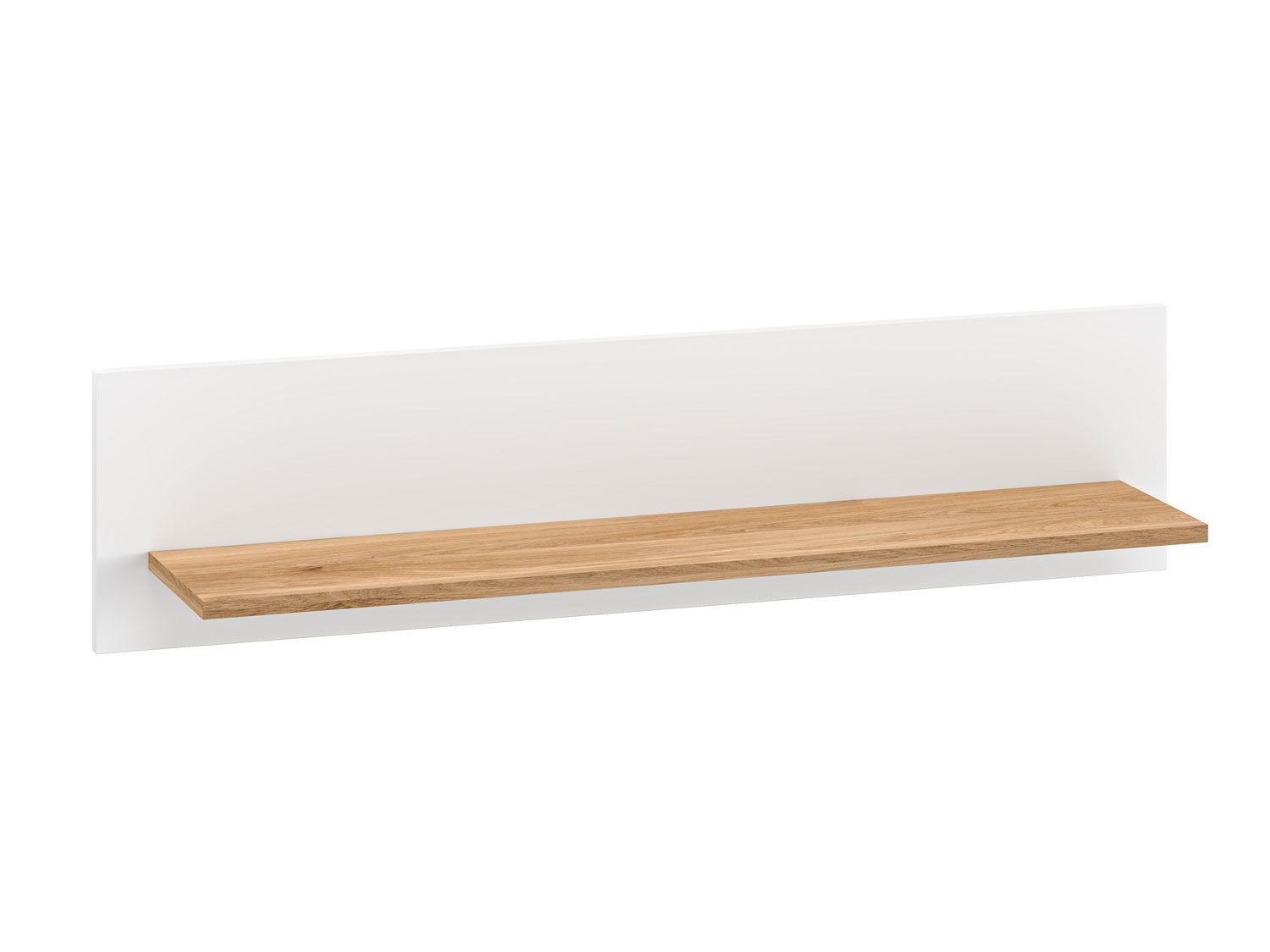 Mensola sospesa / mensola a muro con un ripiano Mackinac 10, colore: bianco / rovere, dimensioni: 25 x 101 x 21 cm, facilmente abbinabile ad altri mobili