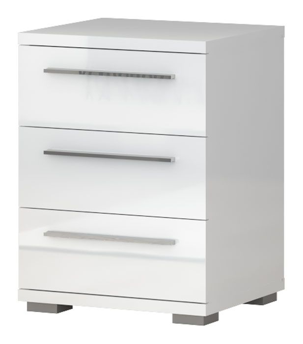 Comodino "Siumu" 19, bianco / bianco lucido - 61 x 45 x 40 cm (h x l x p)