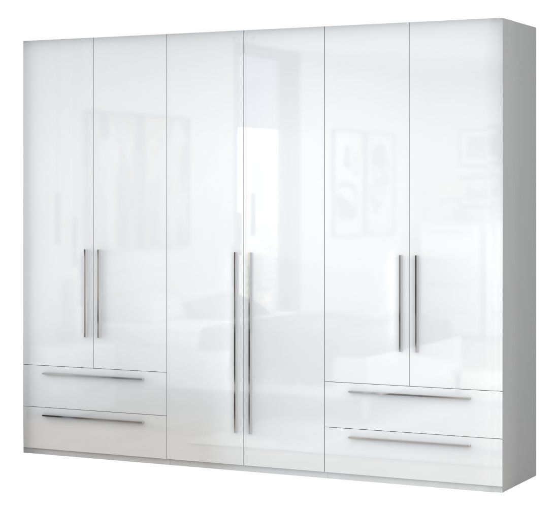 Armadio ad ante battenti Siumu 34, bianco / bianco lucido - 224 x 272 x 56 cm (h x l x p)