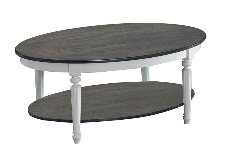 Tavolino Dakoro 47, grigio / bianco, parzialmente massello - 55 x 120 x 80 cm (h x l x p)