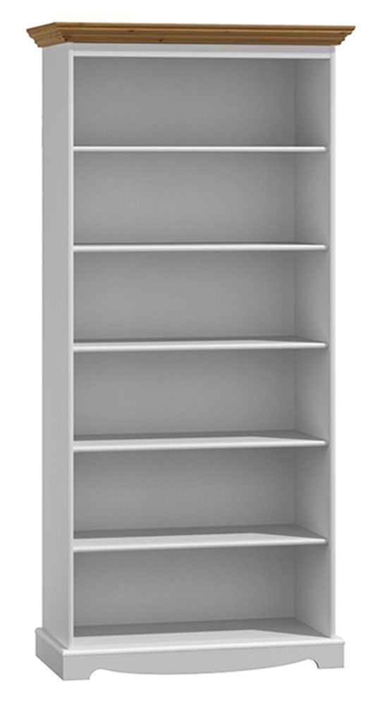 Scaffale Gyronde 07, pino massello, bianco / rovere - 190 x 90 x 45 cm (h x l x p)