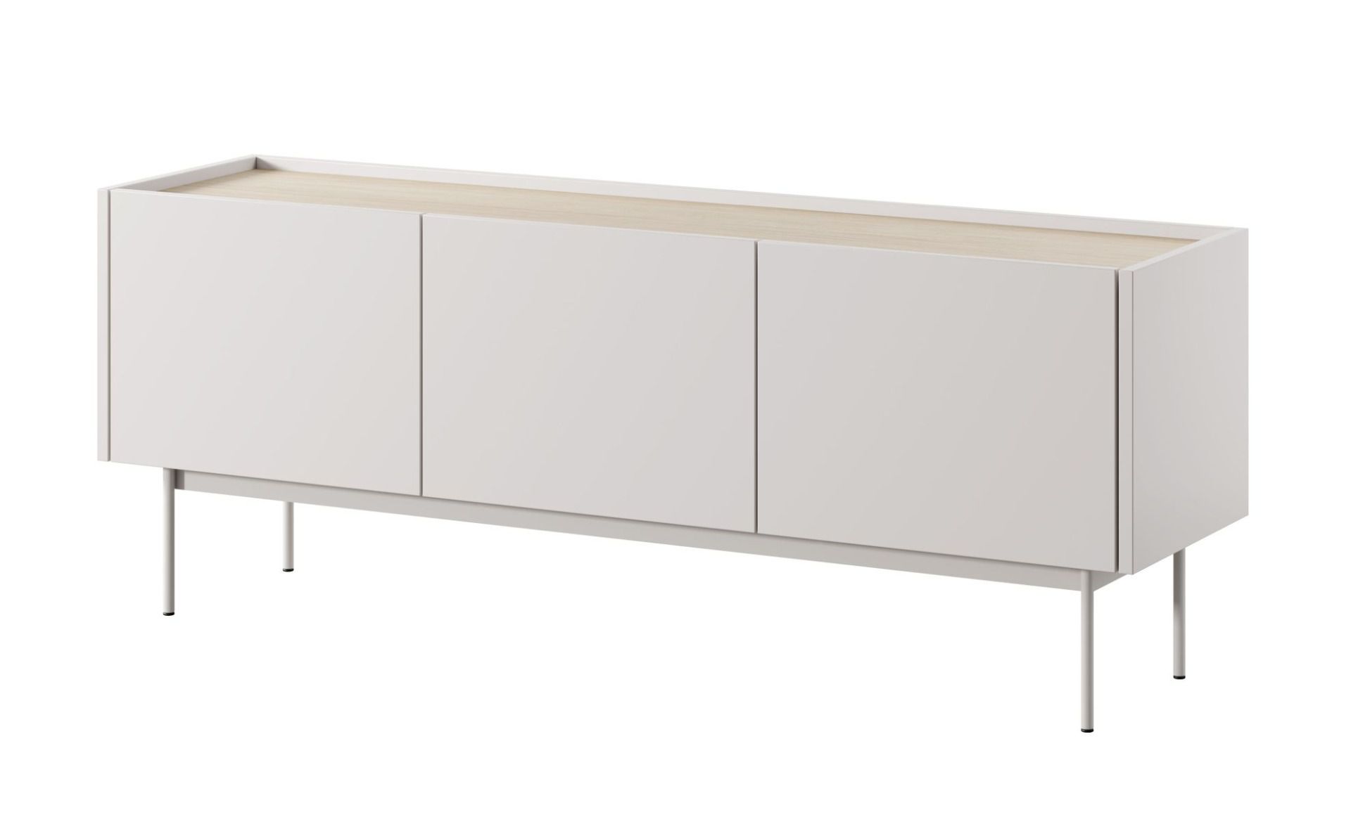 Mobile TV Cascob 01, cashmere / rovere, 55 x 144 x 37 cm, con 3 scomparti e sistema soft close, robusto e stabile, materiali di alta qualità