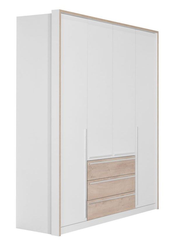 Armadio ad ante battenti Cerdanyola 01, rovere / bianco - misure: 216 x 195 x 56 cm (h x l x p)