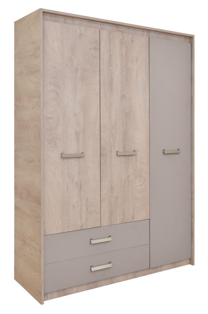 Cameretta - Armadio ad ante battenti Koa 03 , rovere / beige - 203 x 142 x 52 cm (h x l x p)