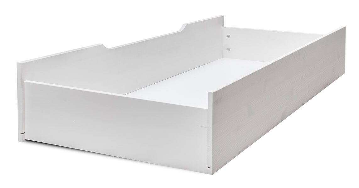 Cassettone letto "Gyronde", pino massiccio, laccato bianco - 26 x 149 x 63 cm (h x l x p)