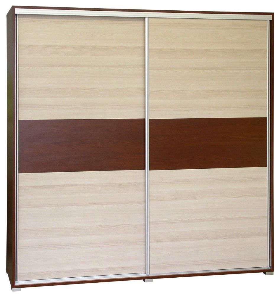 Armadio ad ante scorrevoli Cikupa 52, noce / olmo - 210 x 150 x 60 cm (h x l x p)