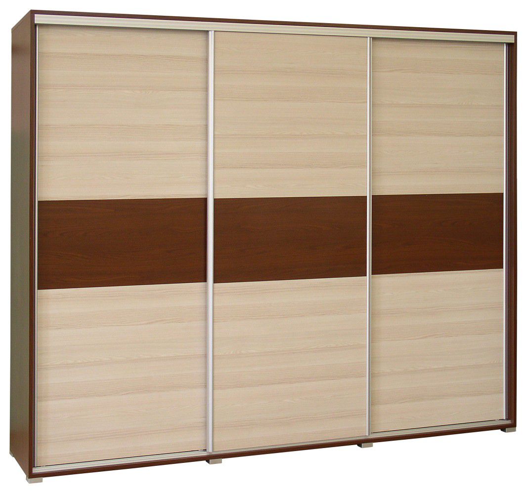 Armadio ad ante scorrevoli Cikupa 51, noce / olmo - 210 x 220 x 60 cm (h x l x p)