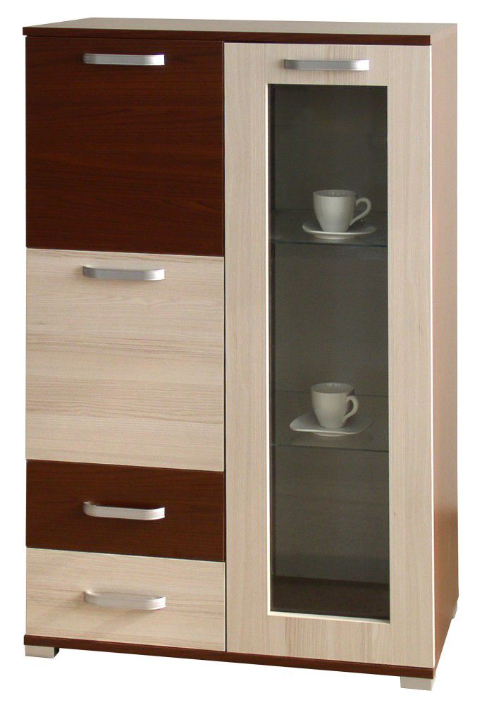 Vetrinetta Cikupa 16, noce / olmo - misure: 130 x 80 x 40 cm (h x l x p)