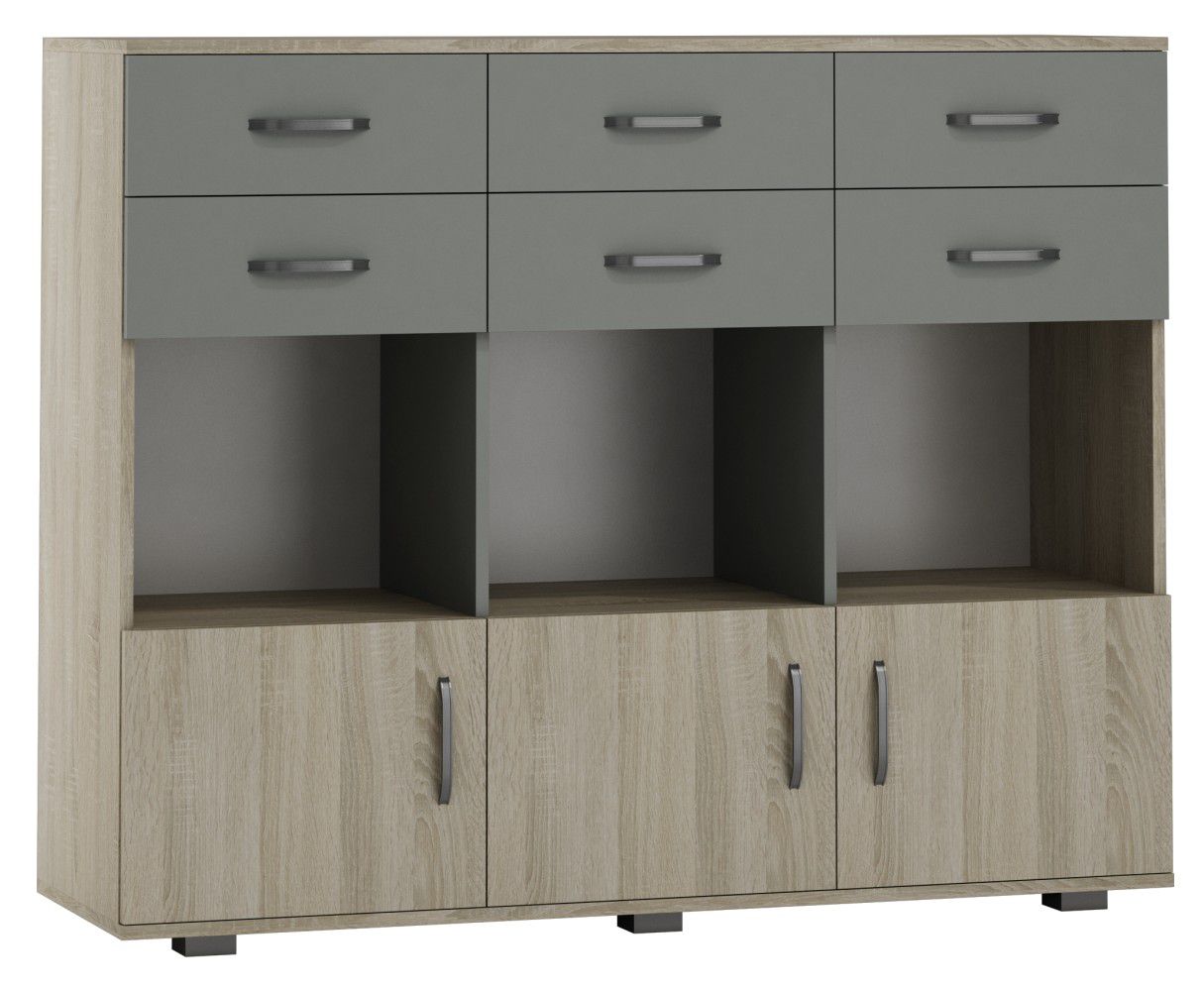 Cassettiera "Ciomas" 21, rovere Sonoma / grigio - 104 x 130 x 40 cm (h x l x p)