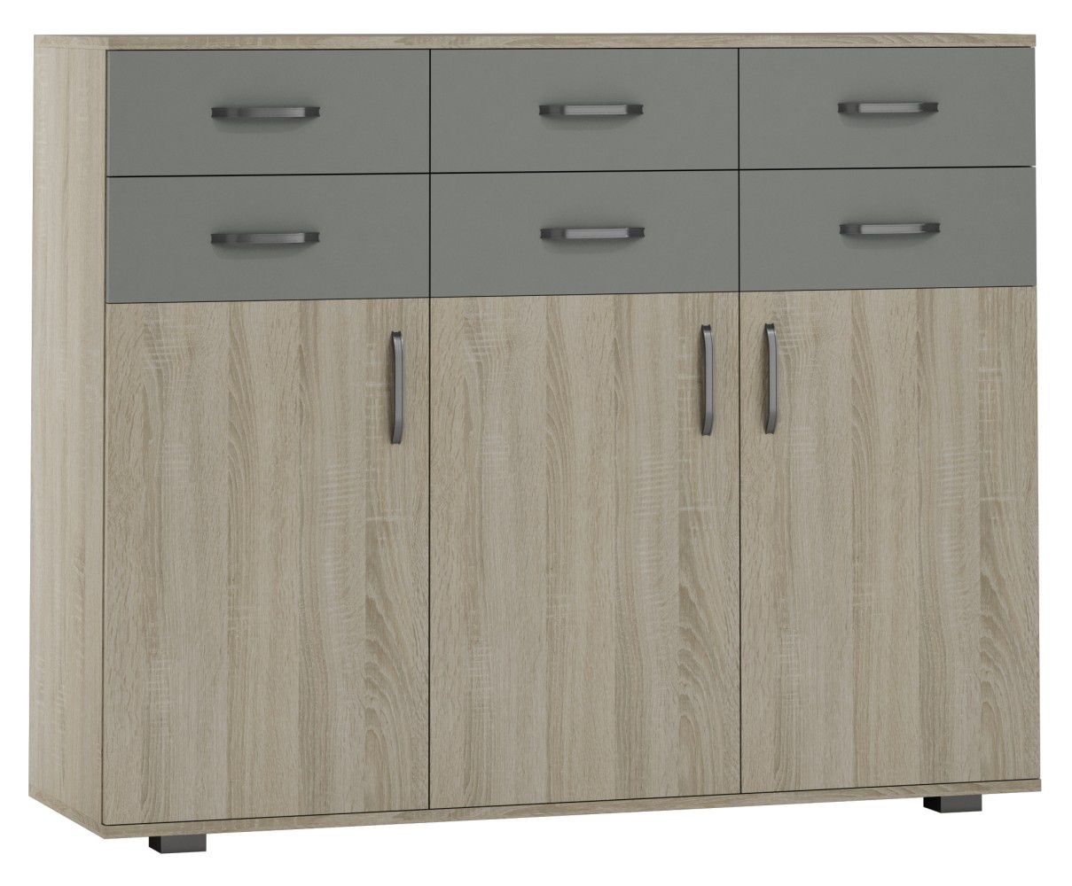 Cassettiera "Ciomas" 03, rovere Sonoma / grigio - 104 x 130 x 40 cm (h x l x p)