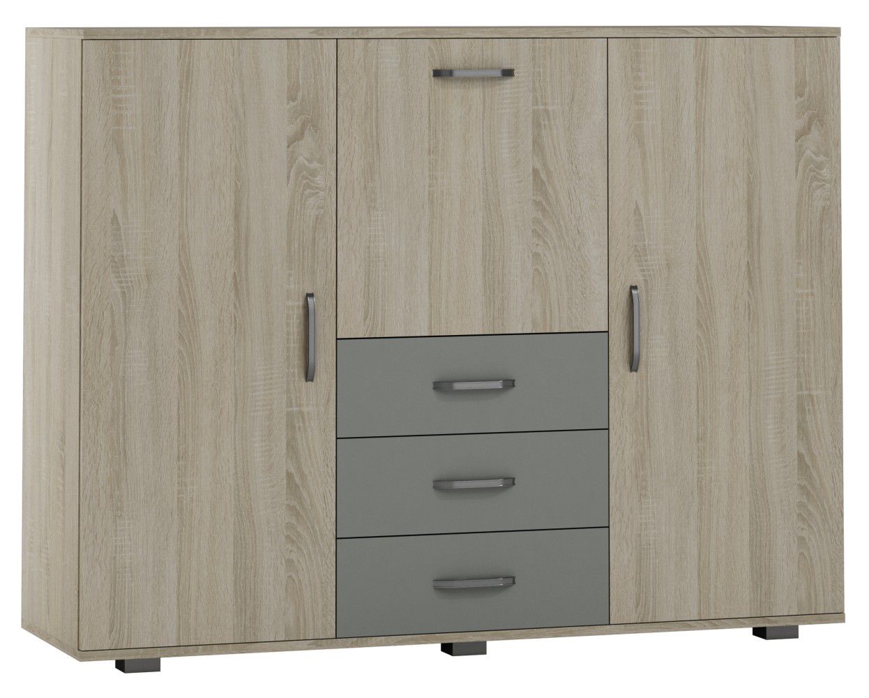 Cassettiera "Ciomas" 04, rovere Sonoma / grigio - 104 x 135 x 40 cm (h x l x p)