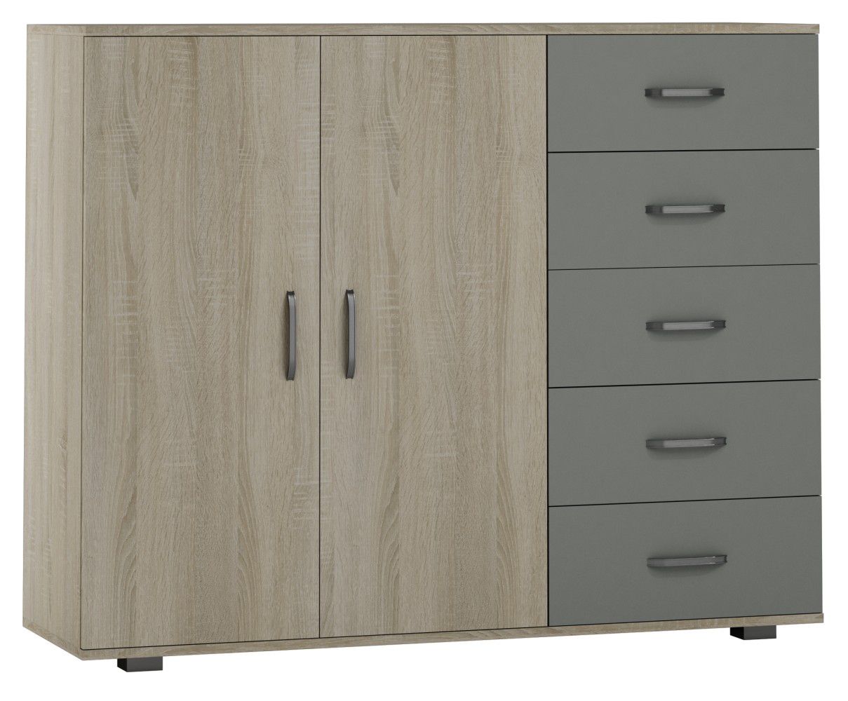 Cassettiera "Ciomas" 10, rovere Sonoma / grigio - 104 x 130 x 40 cm (h x l x p)