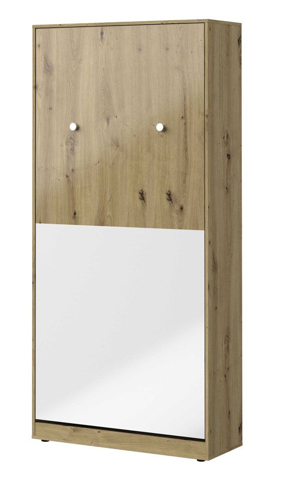 Letto a scomparsa verticale Sirte 15, rovere / bianco lucido - 90 x 200 cm (l x p)