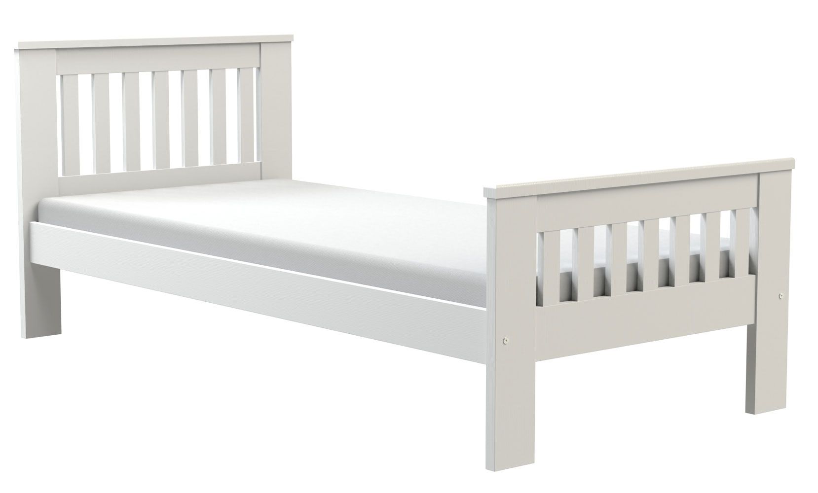 Letto singolo Caesio 04, legno massello, bianco - 90 x 200 (l x p)