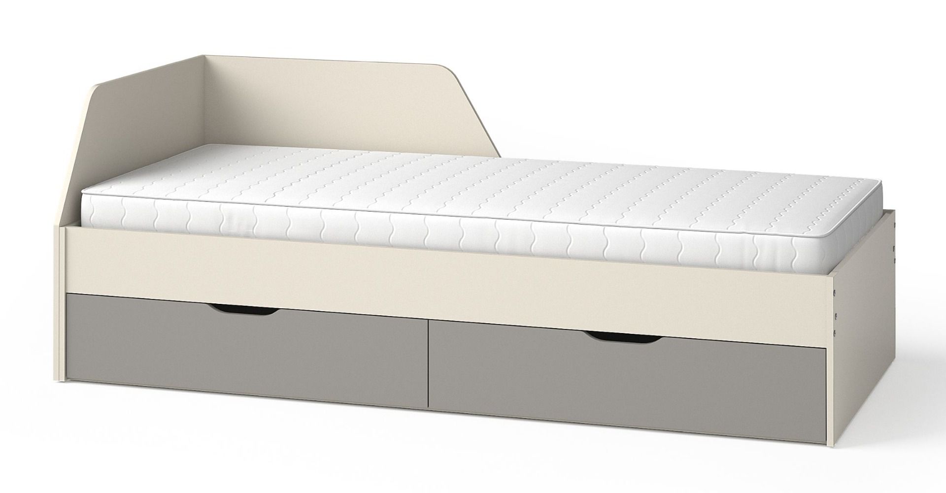 Letto singolo / letto per ospiti con 2 cassetti Maräne 09, colore: beige / antracite - superficie di appoggio: 90 x 200 cm (L x L)