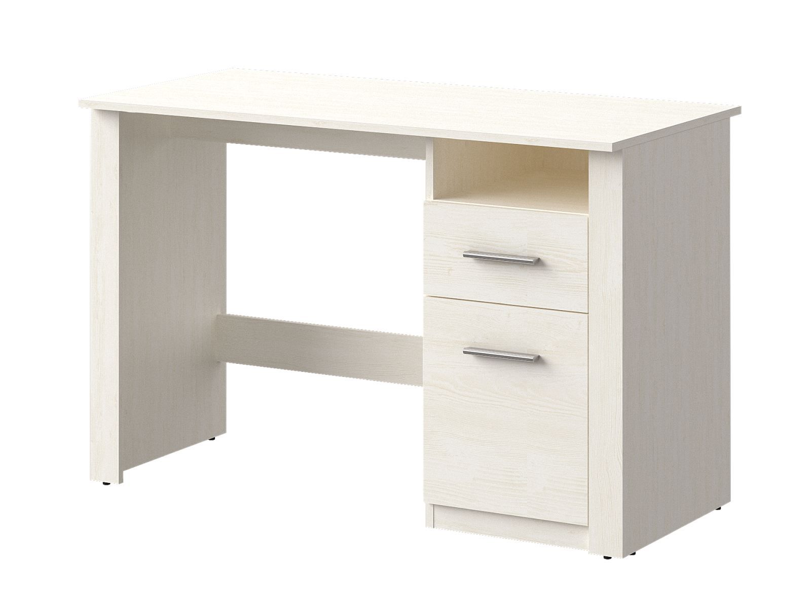 Scrivania Schleie 02, colore: bianco pino - Dimensioni: 78 x 120 x 58 cm (H x L x P)