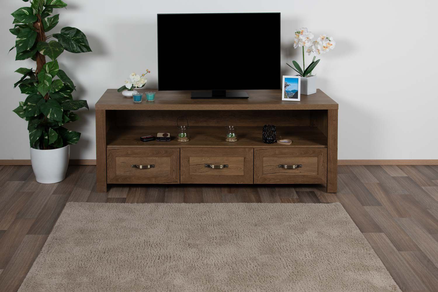 Mobile TV Sardona 03, rovere marrone - 60 x 160 x 55 cm (h x l x p)