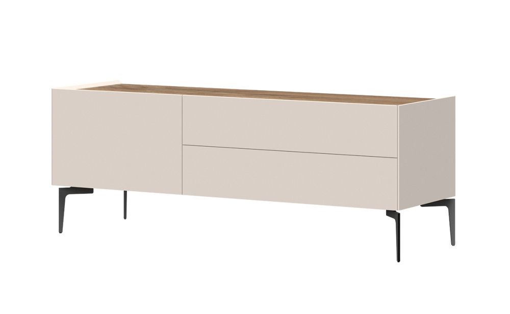 Mobile TV Asau 04, colore: cashmere / rovere scuro - Dimensioni: 56 x 148 x 47 cm (H x L x P)