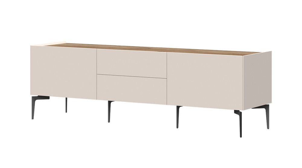 Mobile TV Asau 06, colore: cashmere / rovere scuro - Dimensioni: 56 x 176 x 47 cm (A x L x P)