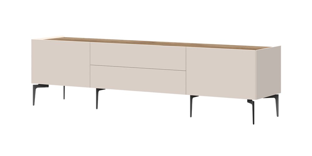 Mobile TV Asau 08, colore: cashmere / rovere scuro - Dimensioni: 56 x 206 x 47 cm (A x L x P)