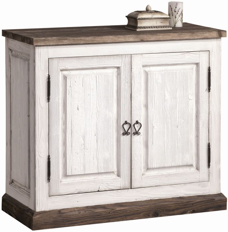 Cassettiera "Kilkis" in pino, bianco invecchiato 02- 83 x 94 x 42 cm (h x l x p)