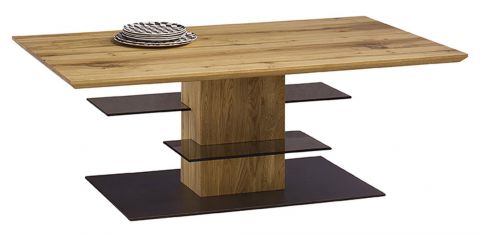 Tavolino Serrator 16, rovere naturale, oliato / marrone scuro - 125 x 70 x 45 cm (l x p x h)
