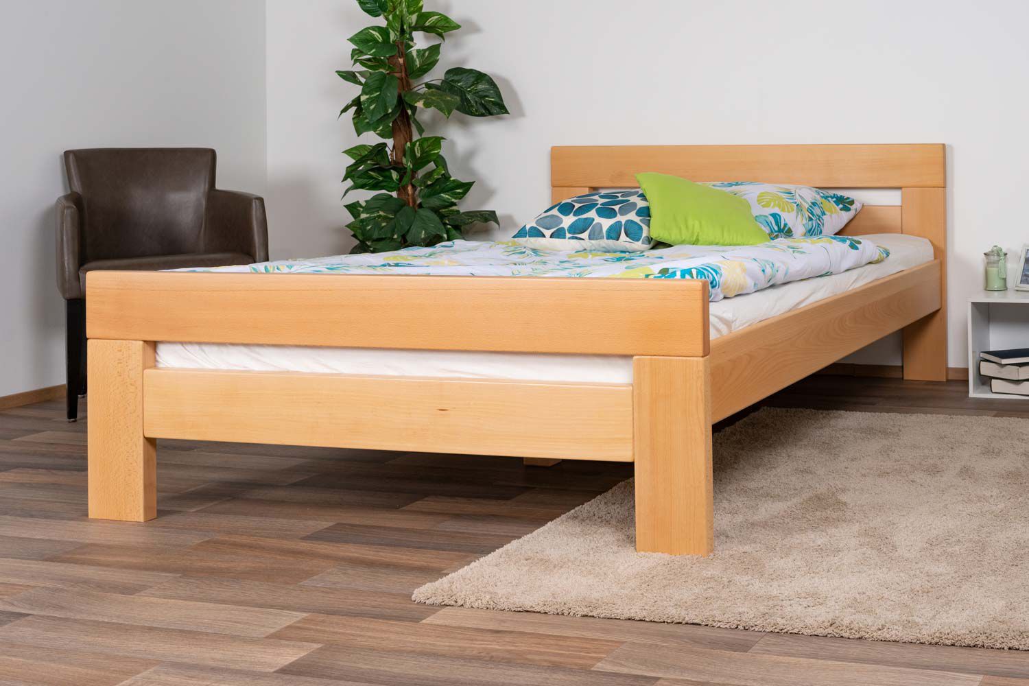 Letto matrimoniale "Easy Premium Line" K6 extra large, 140 x 220 cm in faggio massello naturale