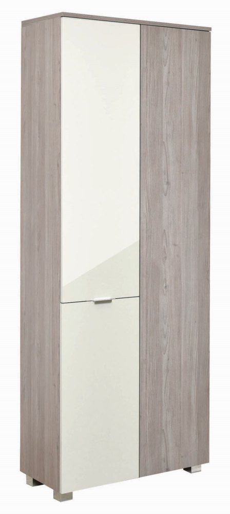 Armadio ad ante battenti "Sabadell" 02, rovere / beige lucido - 209 x 80 x 38 cm (h x l x p)