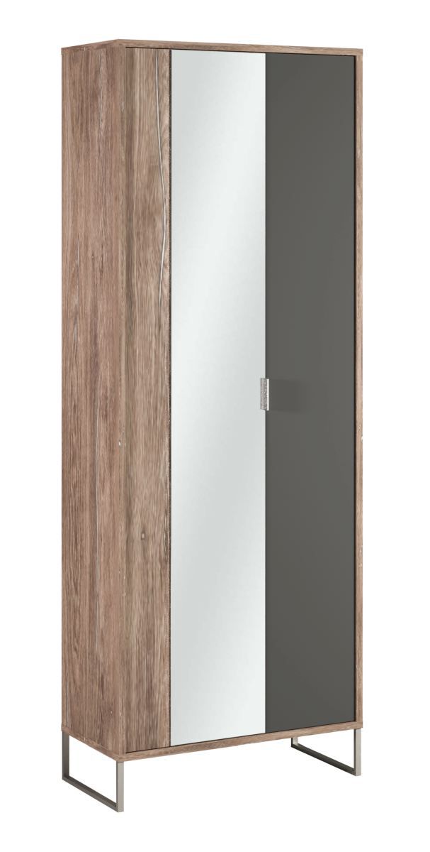 Armadio con specchio Albondon 15, colore: rovere / antracite - Dimensioni: 188 x 71 x 35 cm (A x L x P)