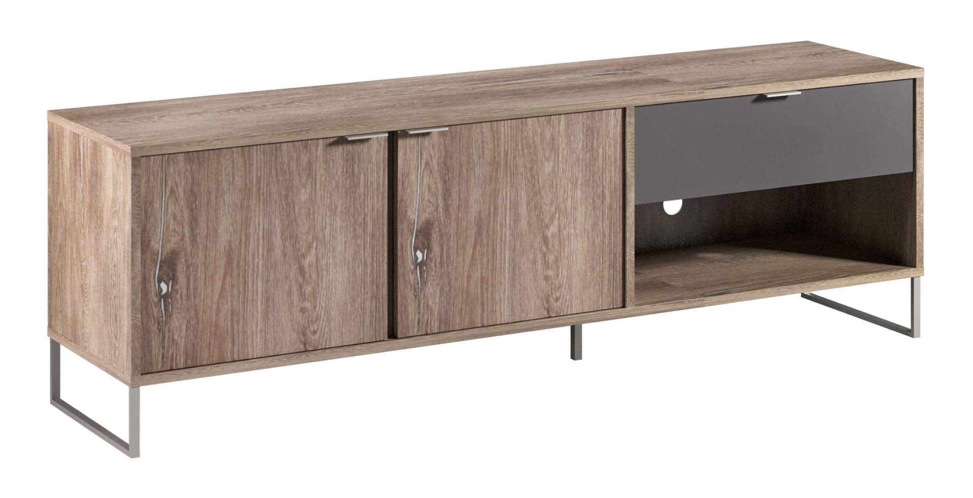 Mobile TV Albondon 07, colore: rovere / antracite - Dimensioni: 54 x 173 x 40 cm (A x L x P)