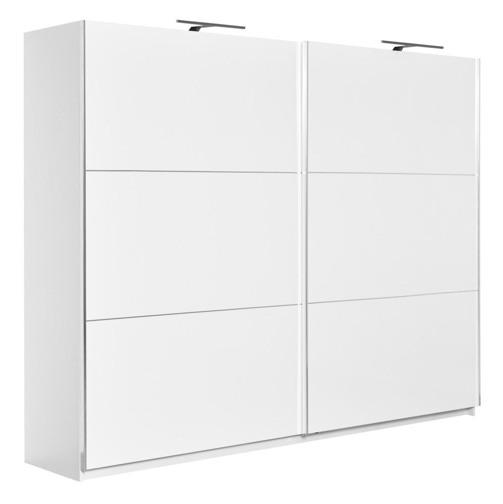 Armadio ad ante scorrevoli Sabadell 13, bianco / bianco lucido - 222 x 269 x 64 cm (h x l x p)