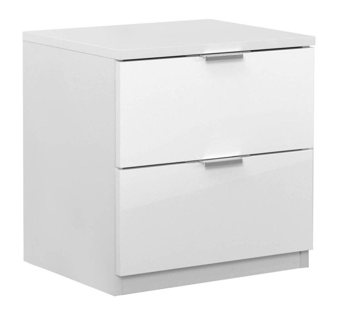 Comodino "Sabadell" 22, bianco / bianco lucido - 47 x 45 x 38 cm (h x l x p)