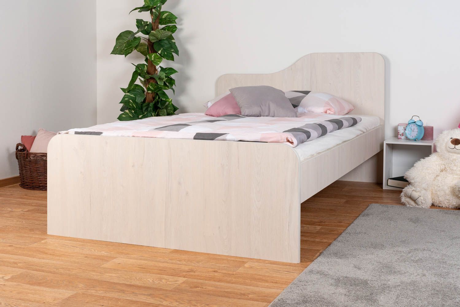 Letto per bambini Luis 20 / letto per ragazzi con struttura avvolgibile, colore: rovere bianco - 120 x 200 cm (L x L)