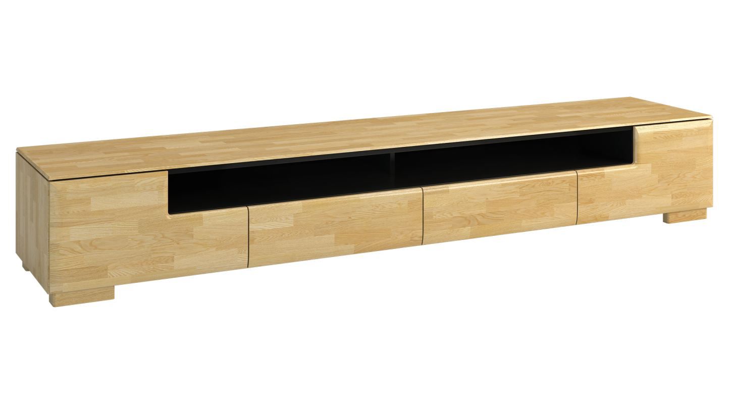 Mobile TV "Lipik" 13, rovere / nero, parzialmente massello - 38 x 242 x 50 cm (h x l x p)