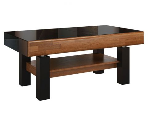 Tavolino "Postira" 25, noce / nero, parzialmente massello - misure: 51 x 120 - 160 x 70 cm (h x l x p)