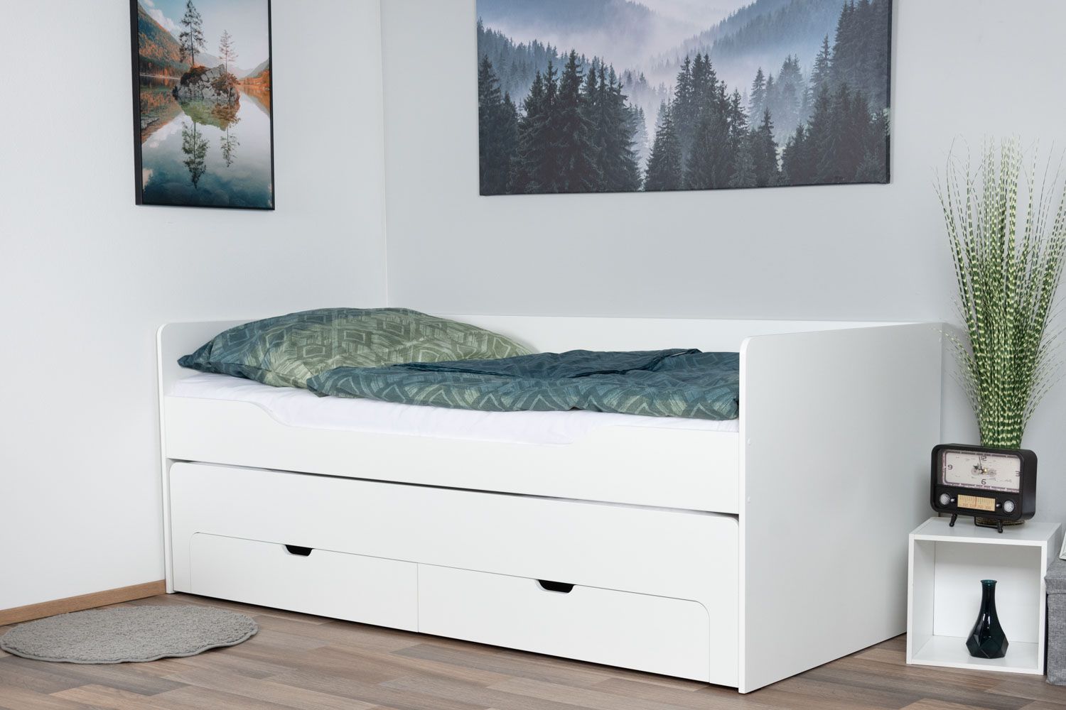 Letto singolo Metsovo, incl. letto estraibile, bianco - 90 x 190 cm (l x p)