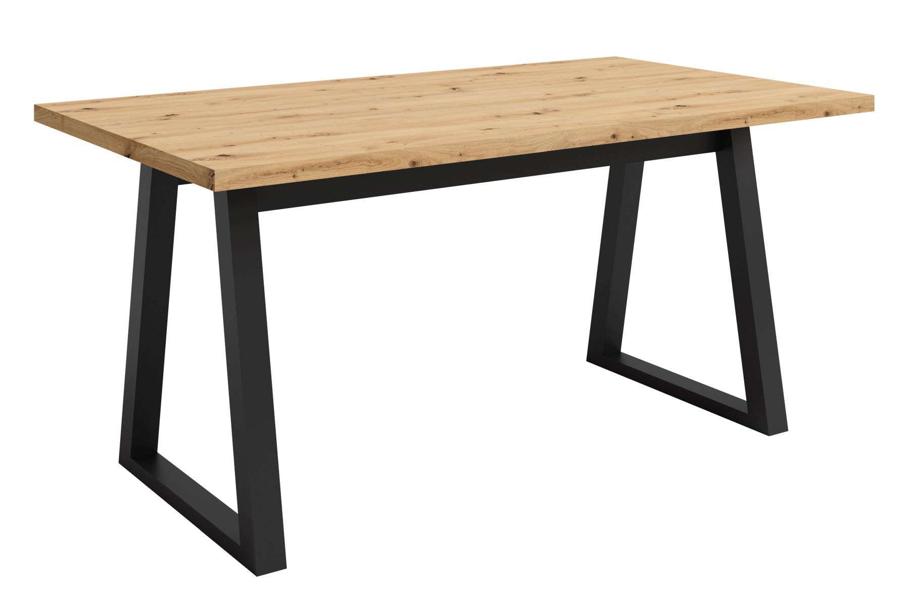 Elegante tavolo da pranzo Merosina 12 con ampio spazio di archiviazione, rovere Artisan / nero opaco, 160 x 90 cm, gambe robuste scure, design moderno, bordi in ABS