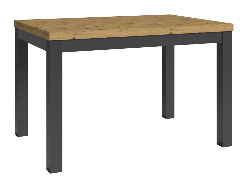 Tavolo da pranzo rettangolare Varbas 02 con gambe scure, rovere Artisan / nero opaco, 120 x 80 cm, ampio spazio di archiviazione, molto robusto, design bicolore